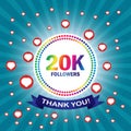 Thank you 20K followers card Royalty Free Stock Photo