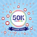 Thank you 50K followers card Royalty Free Stock Photo