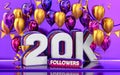 Thank you 20k followers celebration 3d rendering luxury background Royalty Free Stock Photo