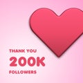 Thank you 200k followers cyberspace like subscription social media post design template vector
