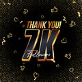 Thank you 7K followers 3d Gold and Black Font and confetti. Vector illustration 3d numbers for social media 7000 followers.