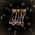 Thank you 4K followers 3d Gold and Black Font and confetti. Vector illustration 3d numbers for social media 4000 followers.