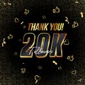 Thank you 20K followers 3d Gold and Black Font and confetti. Vector illustration 3d numbers for social media 20000 or Twenty Thous Royalty Free Stock Photo