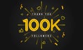 Thank you 100k followers Design. Celebrating 100000 or One Hundred thousand followers.