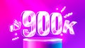 Thank you 900k followers, peoples online social group, happy banner celebrate, Vector