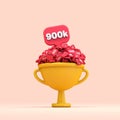 Thank you 900k social media followers celebration trophy. 3D render