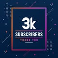 Thank you 3K subscribers, 3000 subscribers celebration modern colorful design