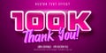 Thank you 100k text, editable text effect Royalty Free Stock Photo