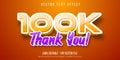 Thank you 100k text, editable text effect Royalty Free Stock Photo