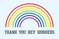 Thank you key workers Coronavirus rainbow Royalty Free Stock Photo