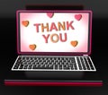 Thank You On Laptop Shows Appreciation Thanks And Gratefulness