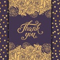 Thank You lettering card template with floral elements