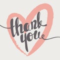 Thank you lettering. Hand written Thank you poster. Modern hand lettering. Heart