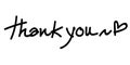 Thank you lettering text and heart shape isolated on a white background Royalty Free Stock Photo