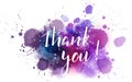 Thank you lettering on watercolored background Royalty Free Stock Photo