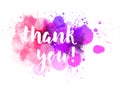 Thank you lettering on watercolored background Royalty Free Stock Photo