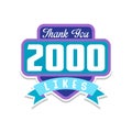 Thank you 2000 likes, template for social media networks, thanks for net friends likes vector Illustration on a white