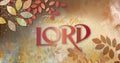 Thank you Lord stylized text and Christian cross against abstract brush stroke textured Fall background