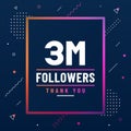 Thank you 3M followers, 3000000 followers celebration modern colorful design