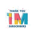 Thank you 1m Subscribers celebration, Greeting card for 1000000 social Subscribers