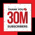 Thank You 30M Subscribers Celebration Vector Template Design