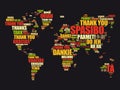 Thank You in many languages World Map in Typography