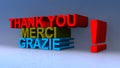 Thank you merci grazie on blue