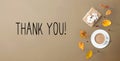 Thank you message with autumn theme with coffee Royalty Free Stock Photo