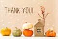 Thank you message with pumpkins with a house Royalty Free Stock Photo