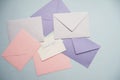 thank you message on colorful envelope on table Royalty Free Stock Photo