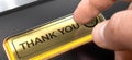 Thank You - Message on Gold Keyboard Key. 3D.