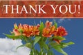 Thank You message with a orange and yellow lilies bouquet