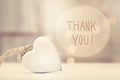 Thank You message with a white heart Royalty Free Stock Photo