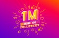 Thank you 1 million followers, peoples online social group, happy banner celebrate, Vector