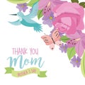 Thank you mom mothers day fly bird and butterfly flowers ornament