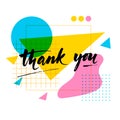 Thank you motivational poster in pop-art style with calligraphic lettering.