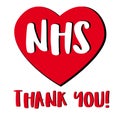 Thank You NHS! handwritten lettering on a white background. Protection campaign or measure from coronavirus, COVID-19. Quote text,