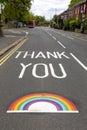 Thank You NHS Rainbow Painted in the Road