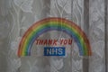 A thank you NHS rainbow sticker on the window of a home during the coronavirus pandemic