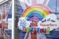 Thank you NHS store window rainbow sticker.