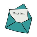 Thank you note coming out vector.Mailing illustration.