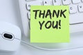 Thank you on notepaper office business concept mouse