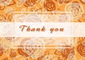 Hand drawing lettering on colorful Background. Thank you - phrase. Orange roses Royalty Free Stock Photo