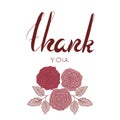 Thank you phrase with flowers in marsala color