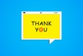 Thank You Phrase On yellow Bubble Speech Website Screen. Online Customer Review and Gratitude Concept. Online Web page Design On