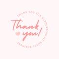 Thank you pink card romantic congratulations elegant message vintage design template vector