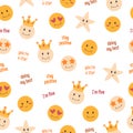 Thank you retro minimalist smile seamless pattern Royalty Free Stock Photo