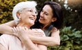 Thank you for showing me the real meaning of love. a happy senior woman spending quality time with her daughter outdoors Royalty Free Stock Photo