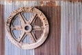 Thank you sigh wheel on rusty metal sheet texture background Royalty Free Stock Photo