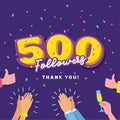 Thank you sign for 500 followers, social media milestone.